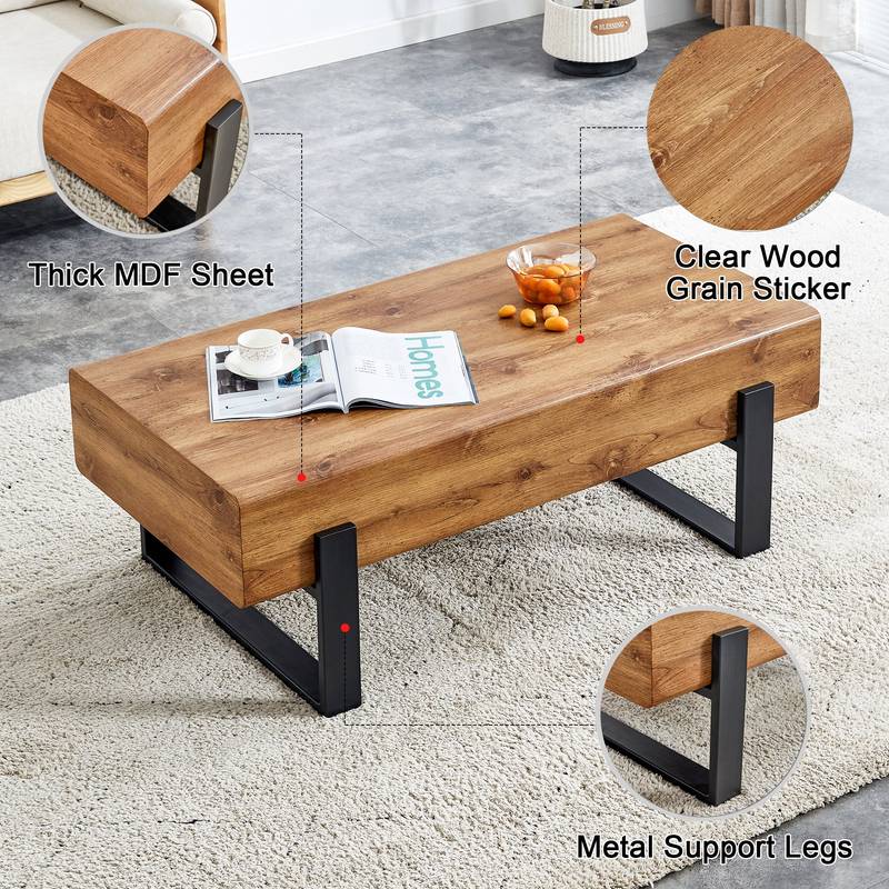Chic Rustic Coffee Table with Metal Legs