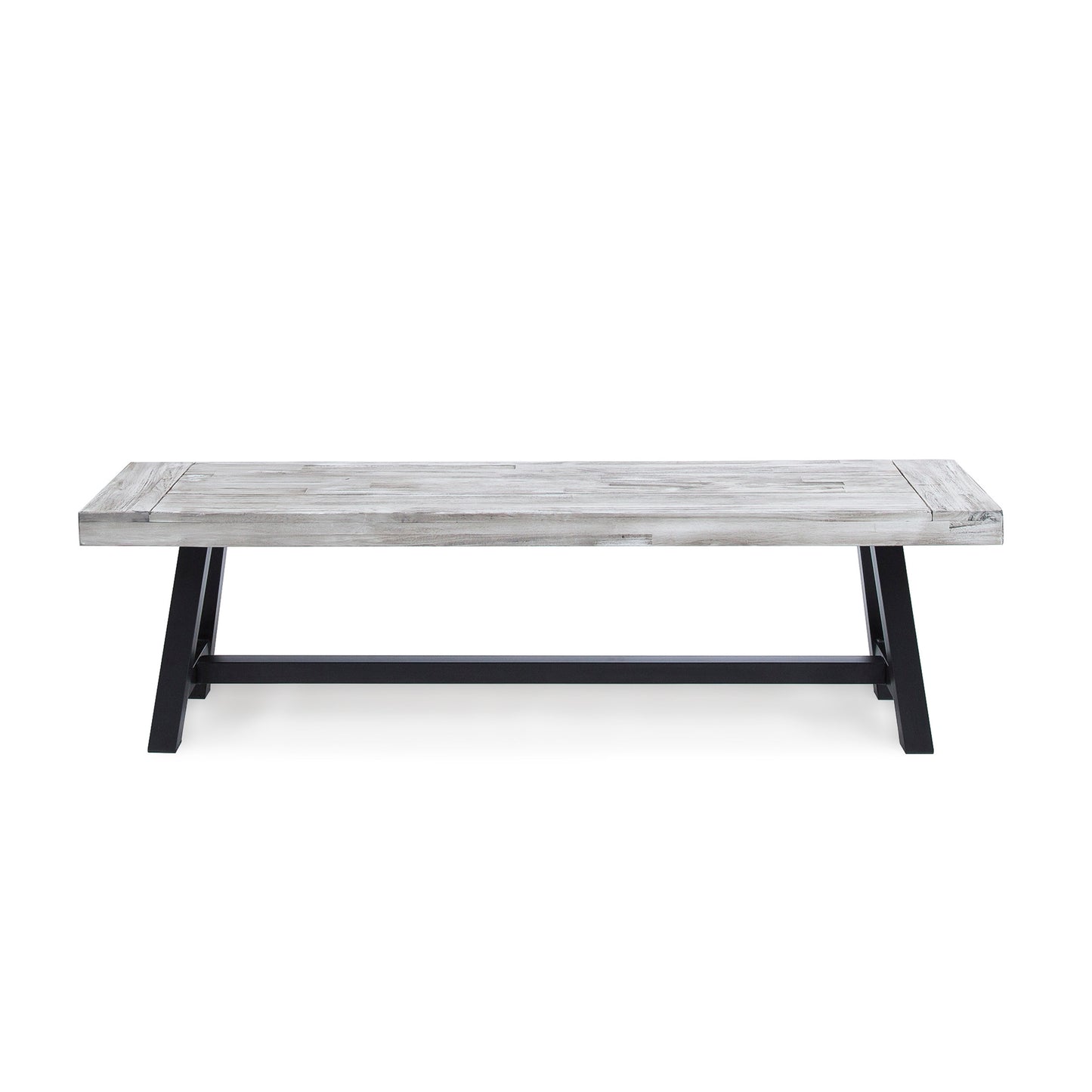 Rustic Acacia Wood Dining Bench with Chic Metal Frame