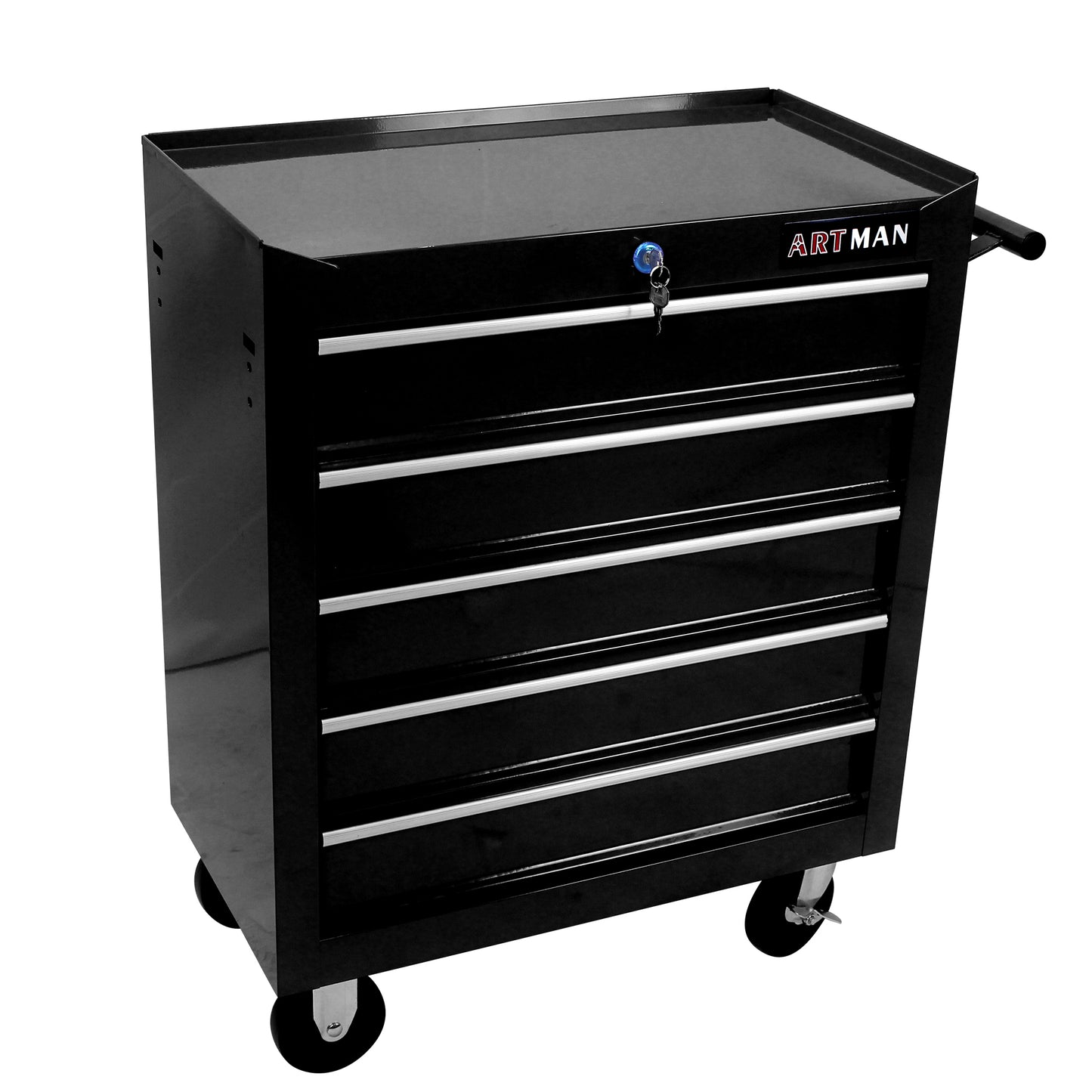 Rolling Tool Organizer with Five Drawers - Black