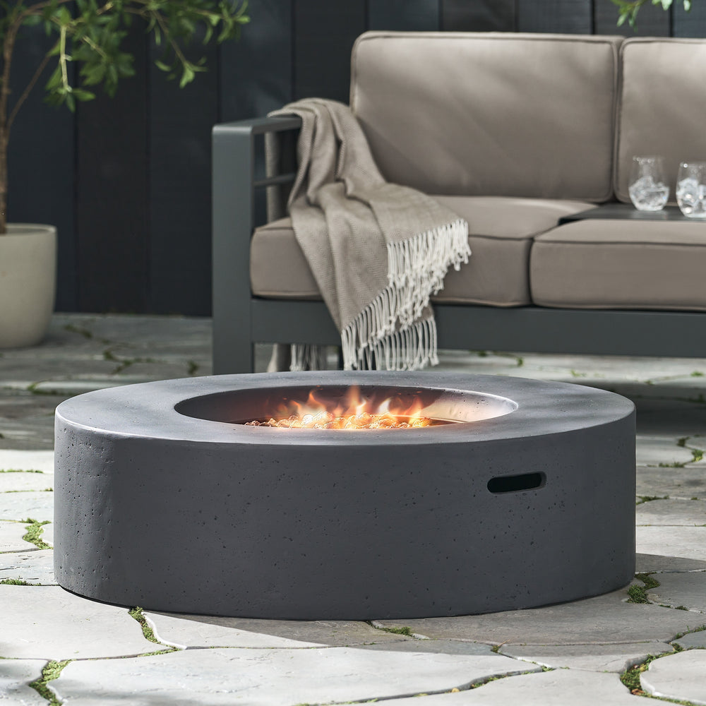 Cozy Outdoor Round Fire Pit in Dark Gray