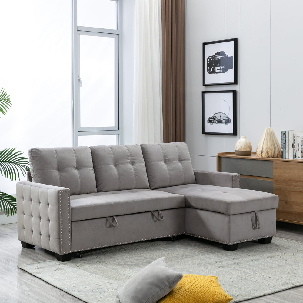 Cozy Velvet Reversible Sofa with Storage