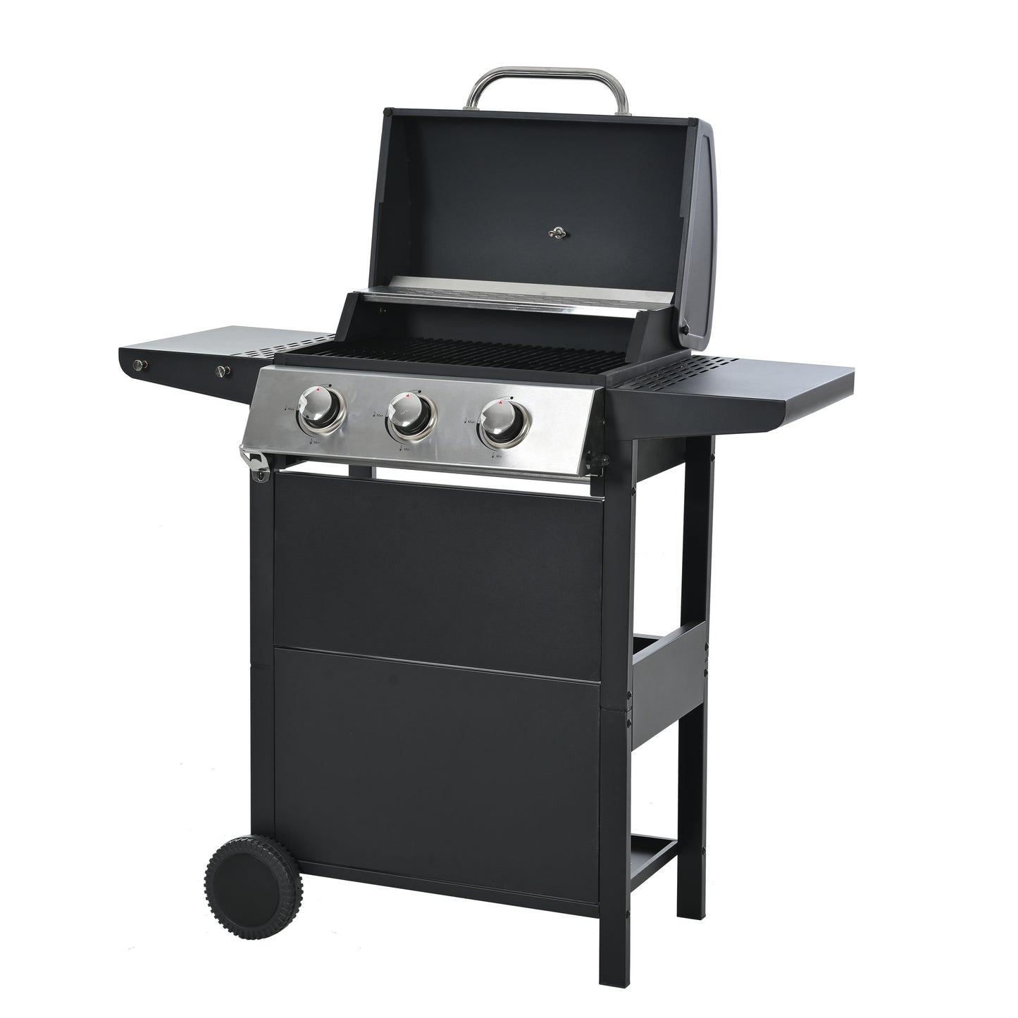 Stainless Steel 4-Burner Propane Grill with Shelves & Wheels