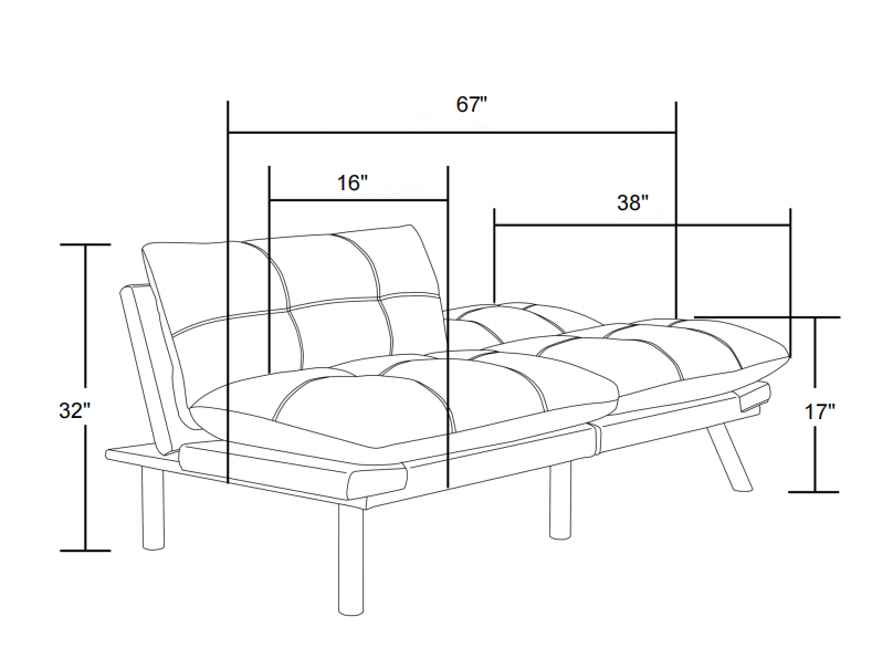 Sleek Black Convertible Sofa Bed