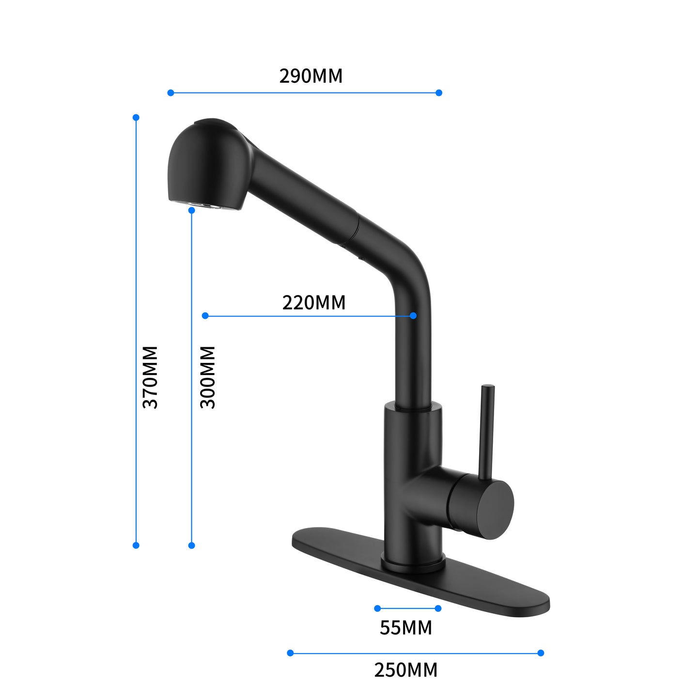 Sleek Black Pull-Down Kitchen Faucet