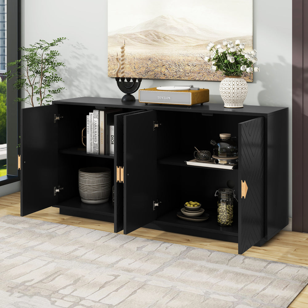 Sleek Storage Sideboard with Wooden Handles