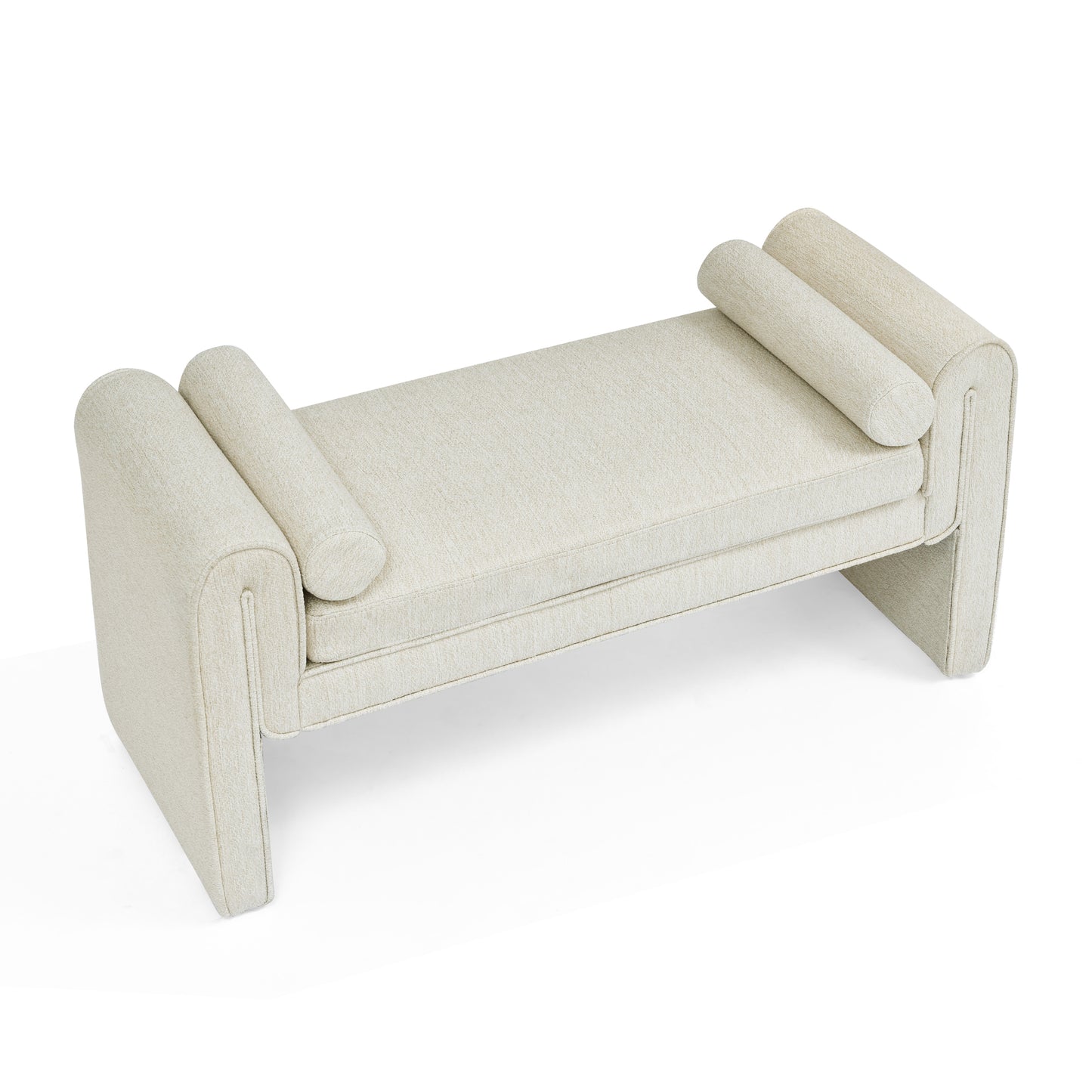 Chic Beige Linen Storage Stool