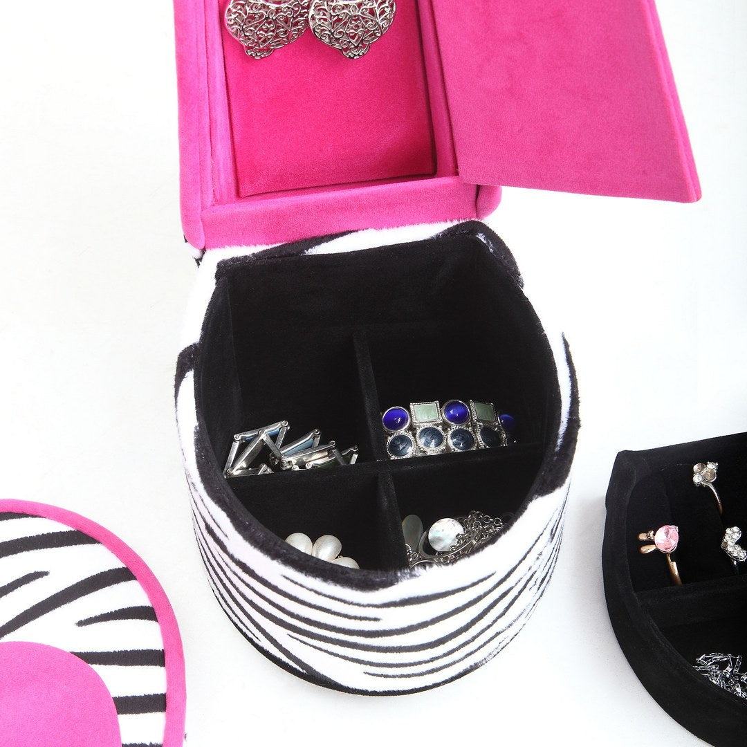 Chic Zebra Print Jewelry Box with Secret Compartment