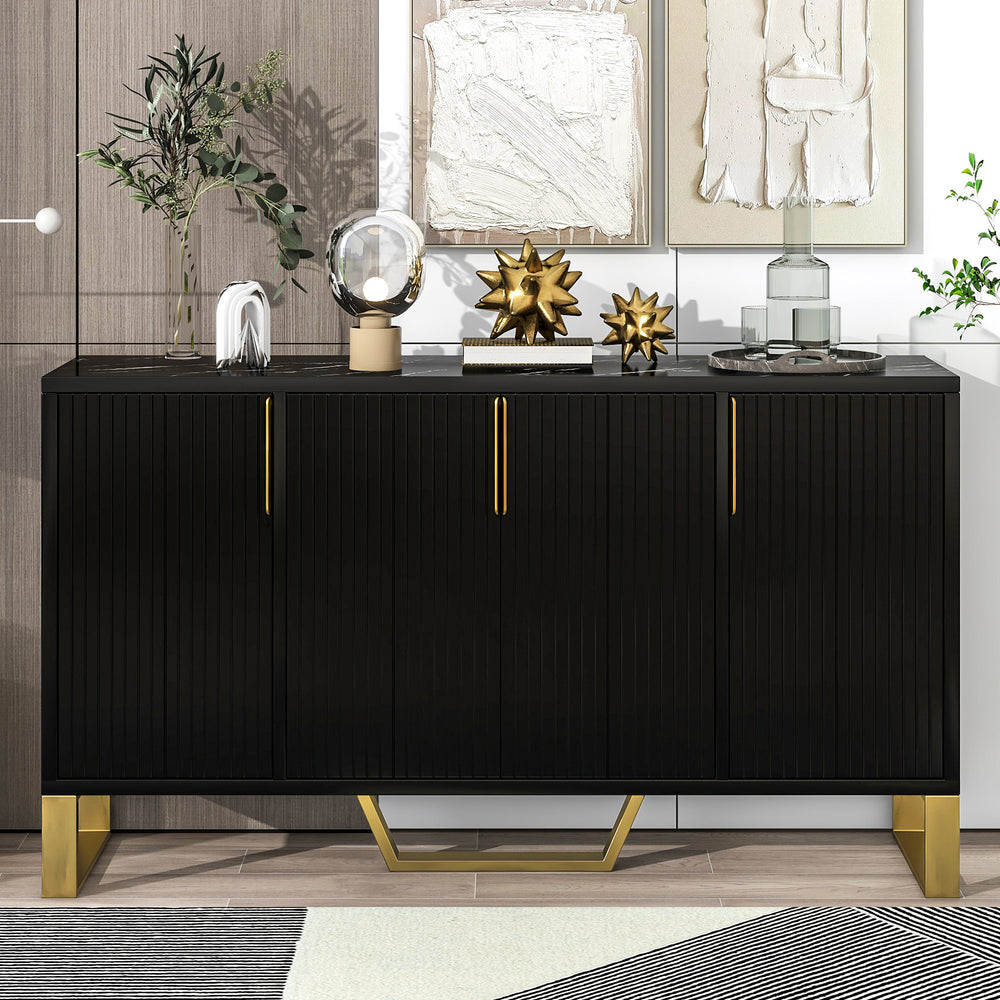 Sleek Black Modern Sideboard with Adjustable Shelves