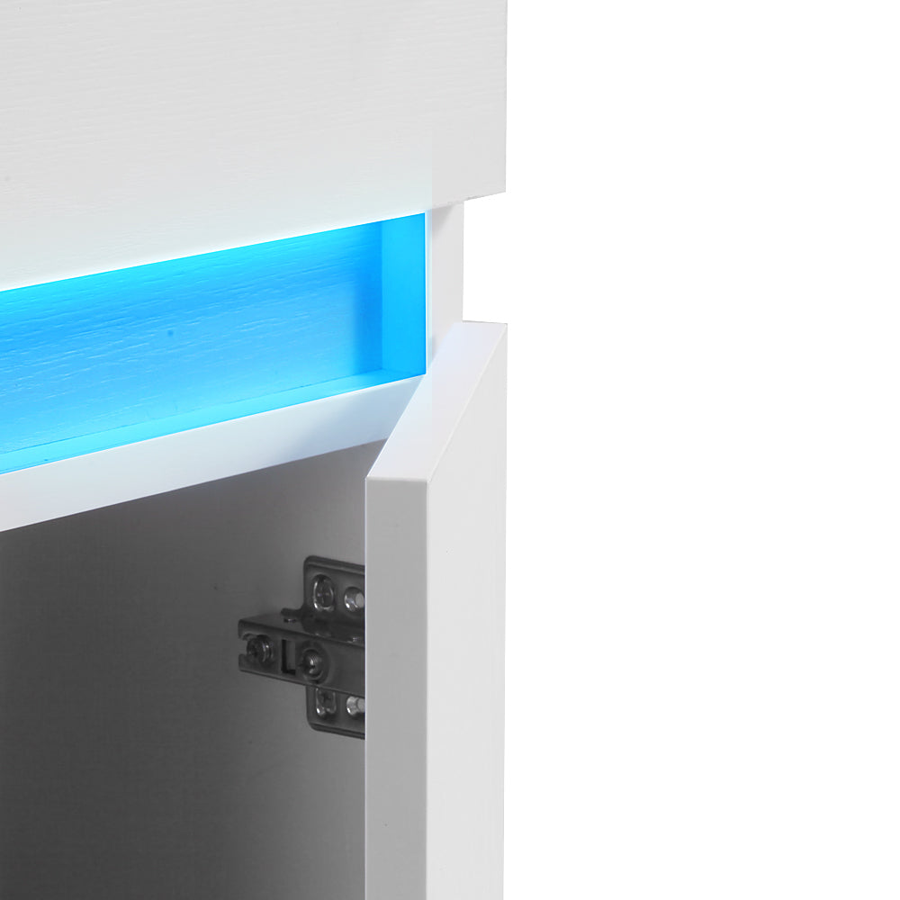 Sleek White Wall-Mounted Vanity with Sensor Light & Ample Storage