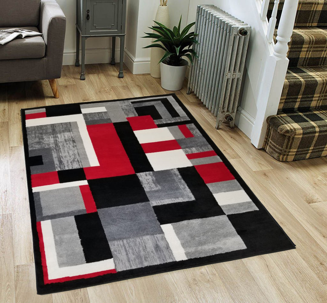 Cozy Black-Grey Living Room Rug