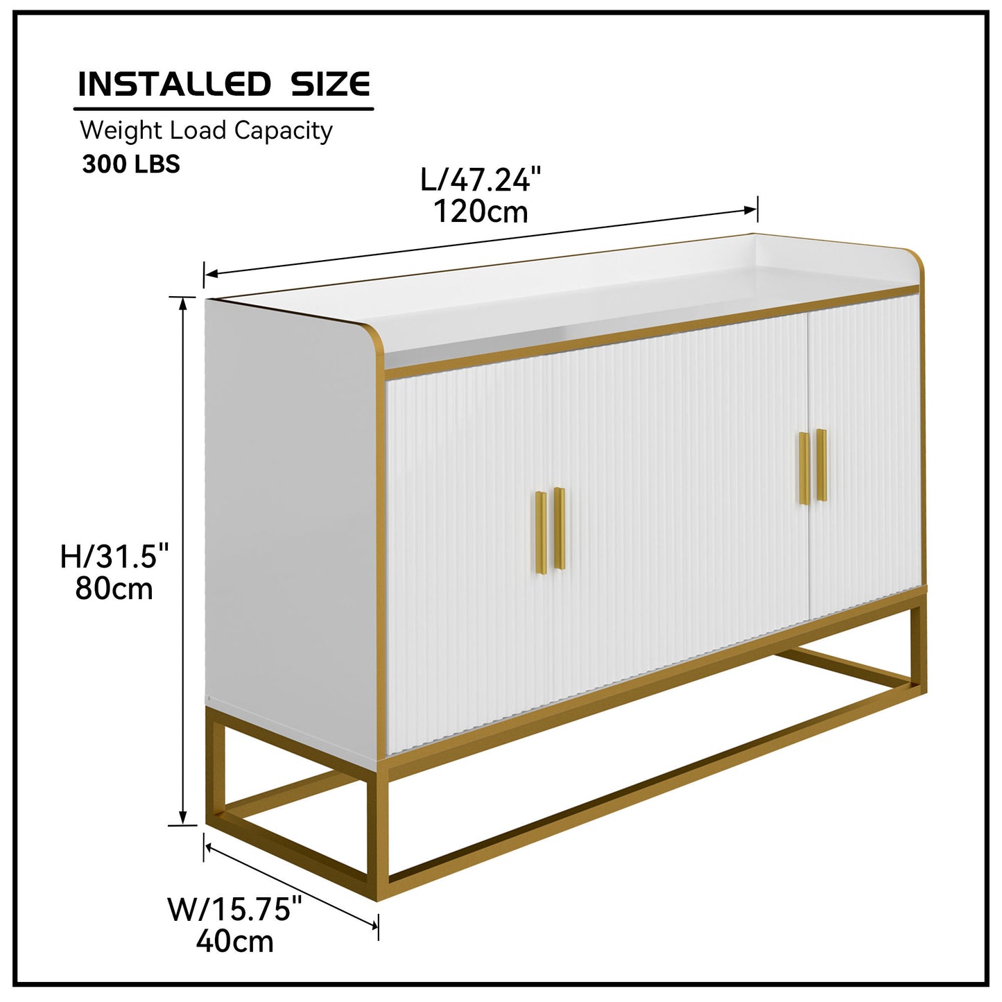 Sleek White Kitchen Buffet with Chic Metal Legs