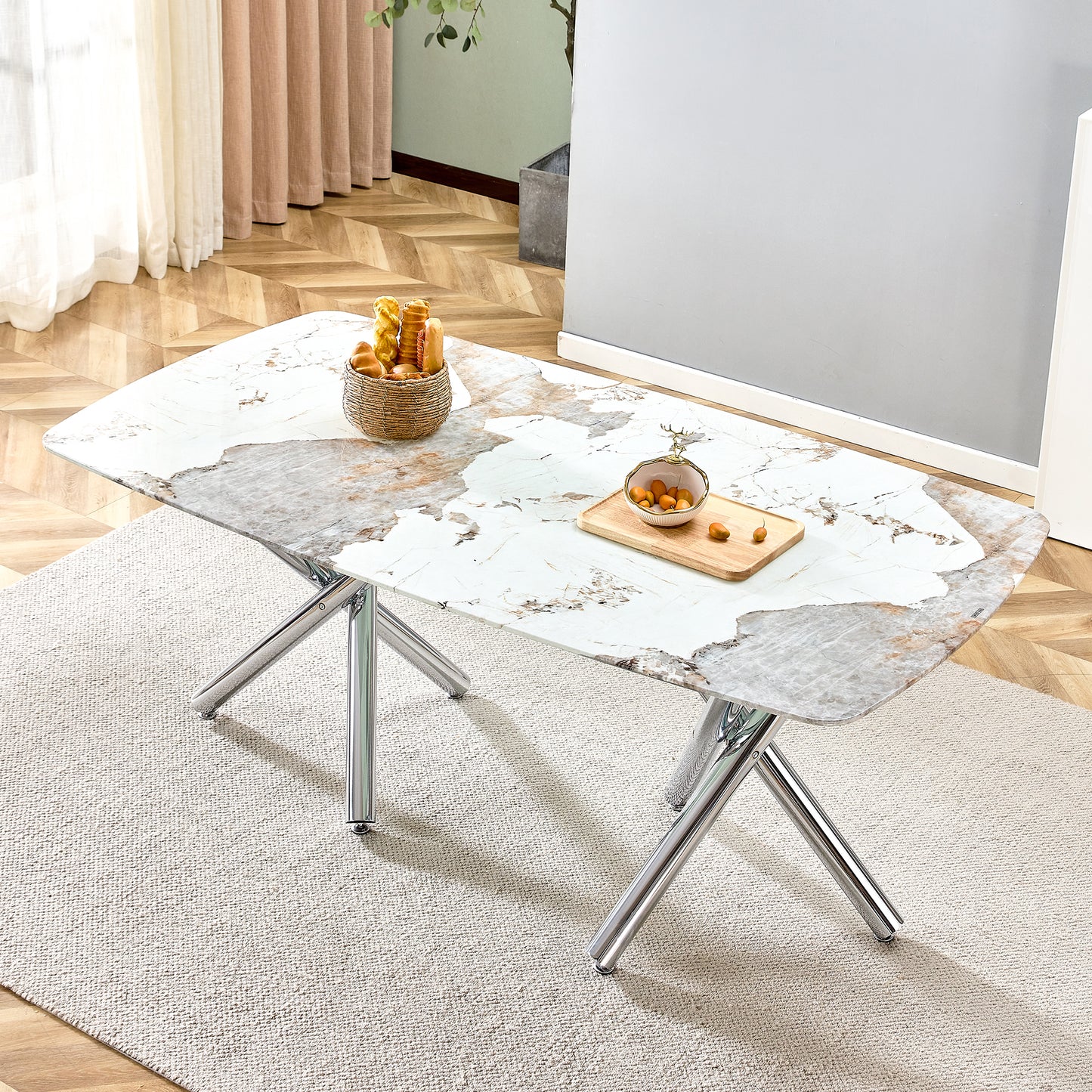 Chic Marble-Top Dining Table