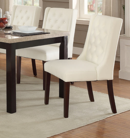 Chic White Tufted Faux Leather Dining Chairs - Set of Two