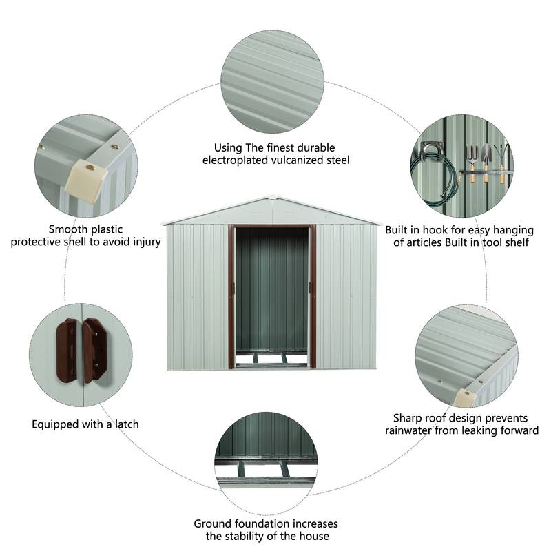 Spacious White Outdoor Metal Shed