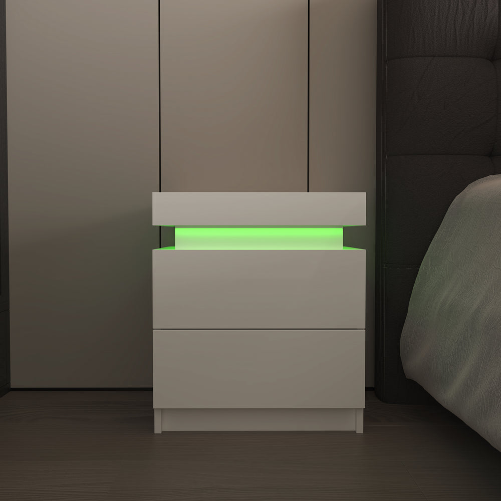 Glow White Nightstand with Storage Drawers