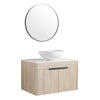 Sleek Oak Wall-Mounted Float Vanity with Ceramic Basin