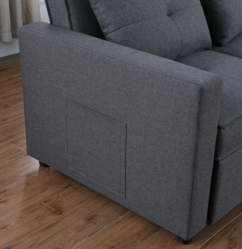 Cozy Convertible Gray Loveseat with Pocket