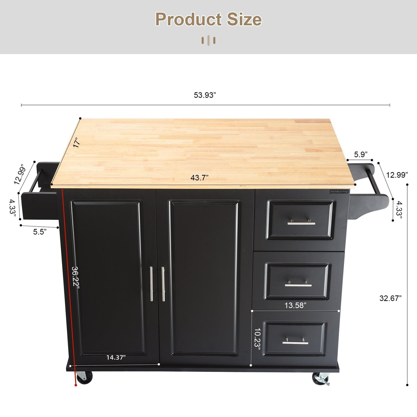 Versatile Kitchen Island Cart with Expandable Tabletop and Ample Storage