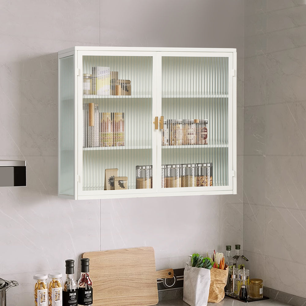 Sleek White Glass Cabinet - Stylish Storage for Every Space