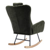Cozy Rocking Chair with Pocket - Soft Teddy Fabric Glider in Dark Green