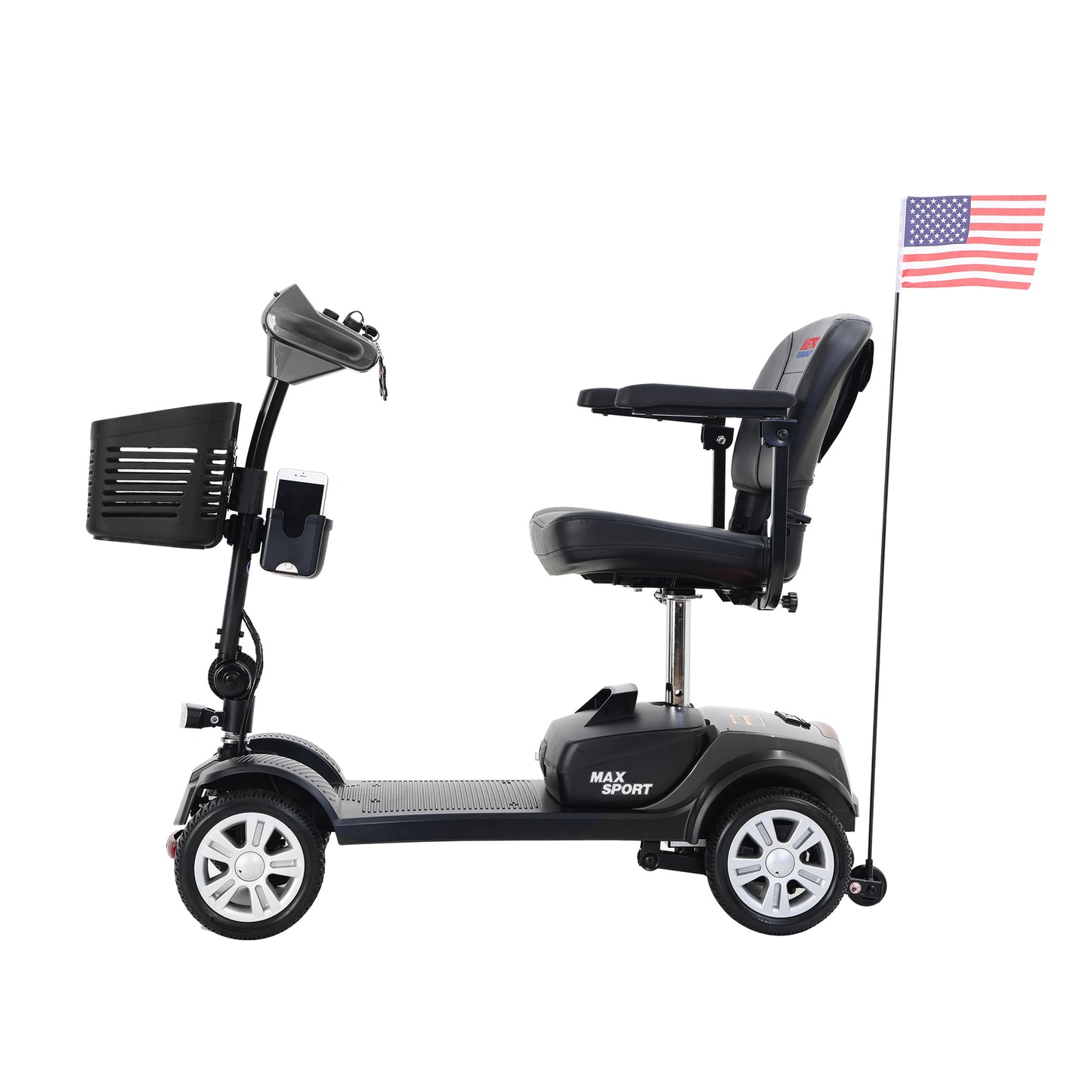 SwiftRide Gray Compact Mobility Scooter with Cup & Phone Holder