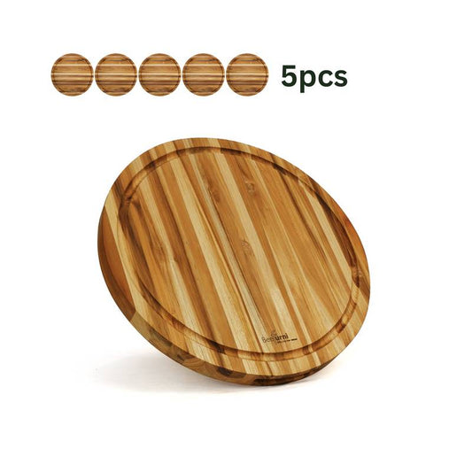 Premium Round Teak Cutting Boards - Set of Five