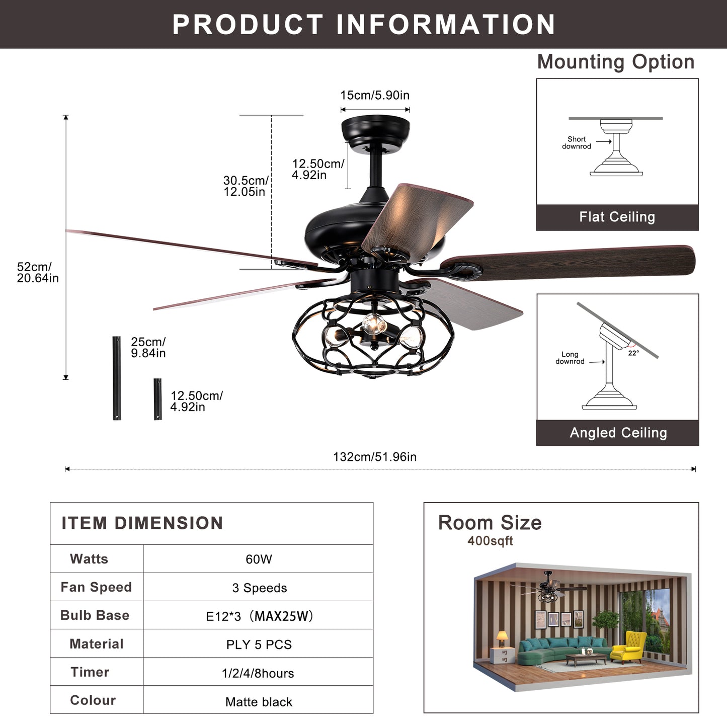 Sleek Breeze Ceiling Fan with Lighting Options