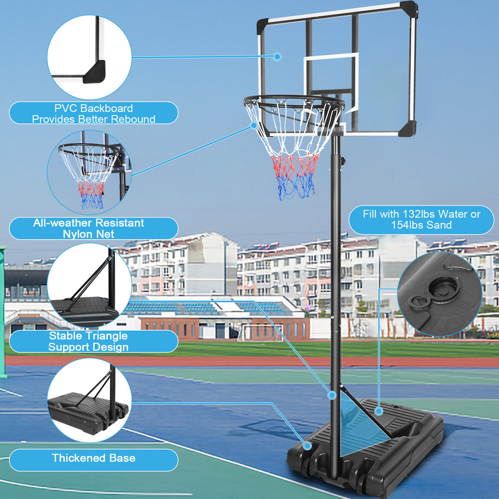 Adjustable Portable Basketball Hoop with Wheels