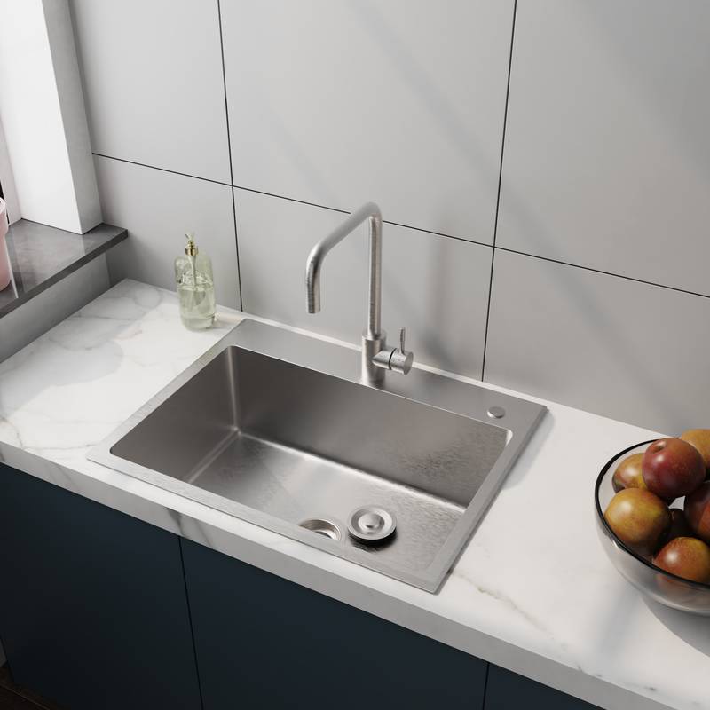 Sleek Stainless Steel Sink with Faucet & Drain System