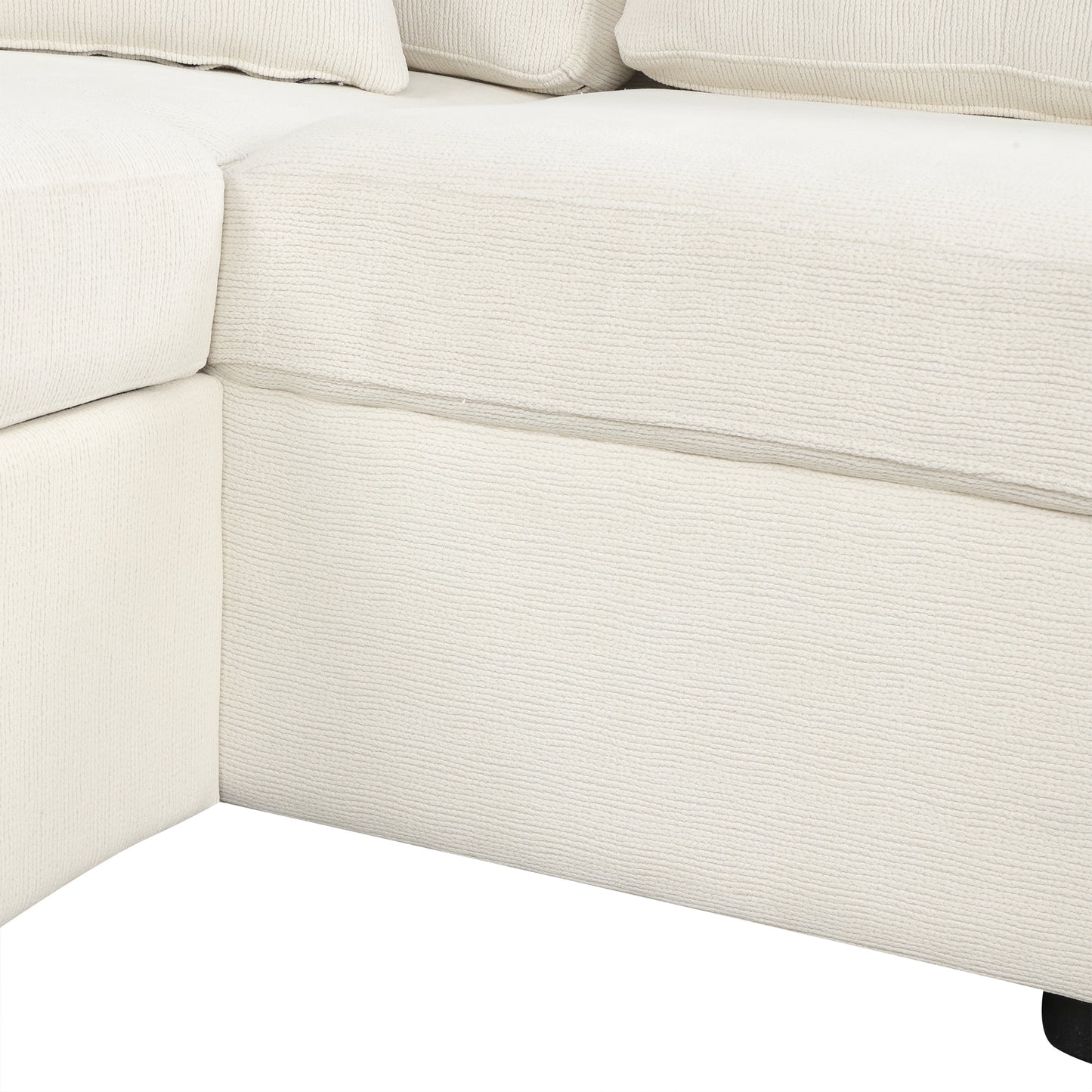 Haven L-Shaped Sofa Bed with Ottoman & USB Ports - Beige