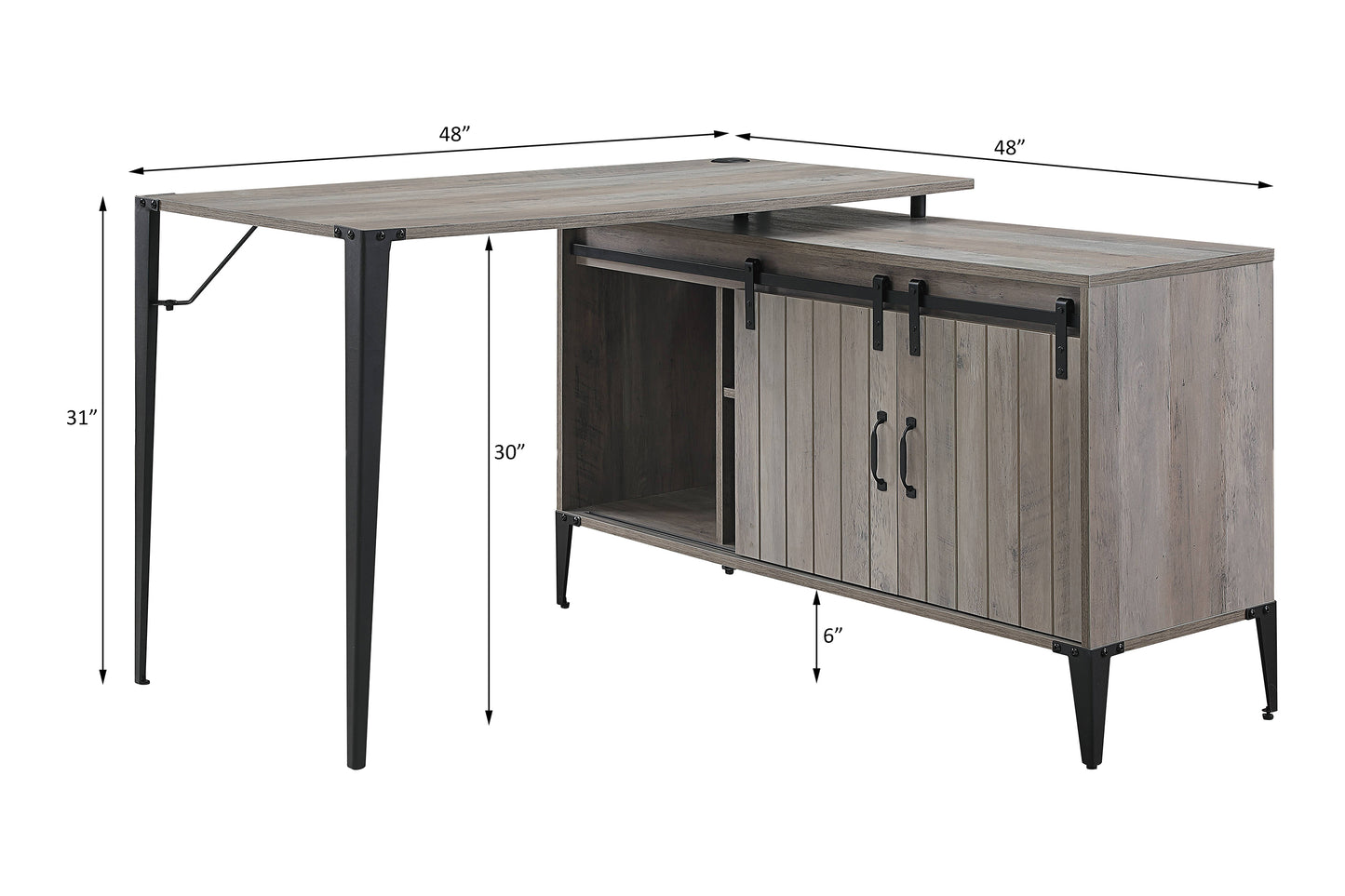 Chic Zakwani Writing Desk in Gray Oak & Black