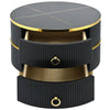 Chic Nesting Coffee Tables with Drawers - Sleek Round Design in Black and Brown Glass