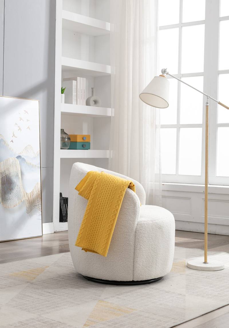 Cozy Ivory Swivel Accent Chair