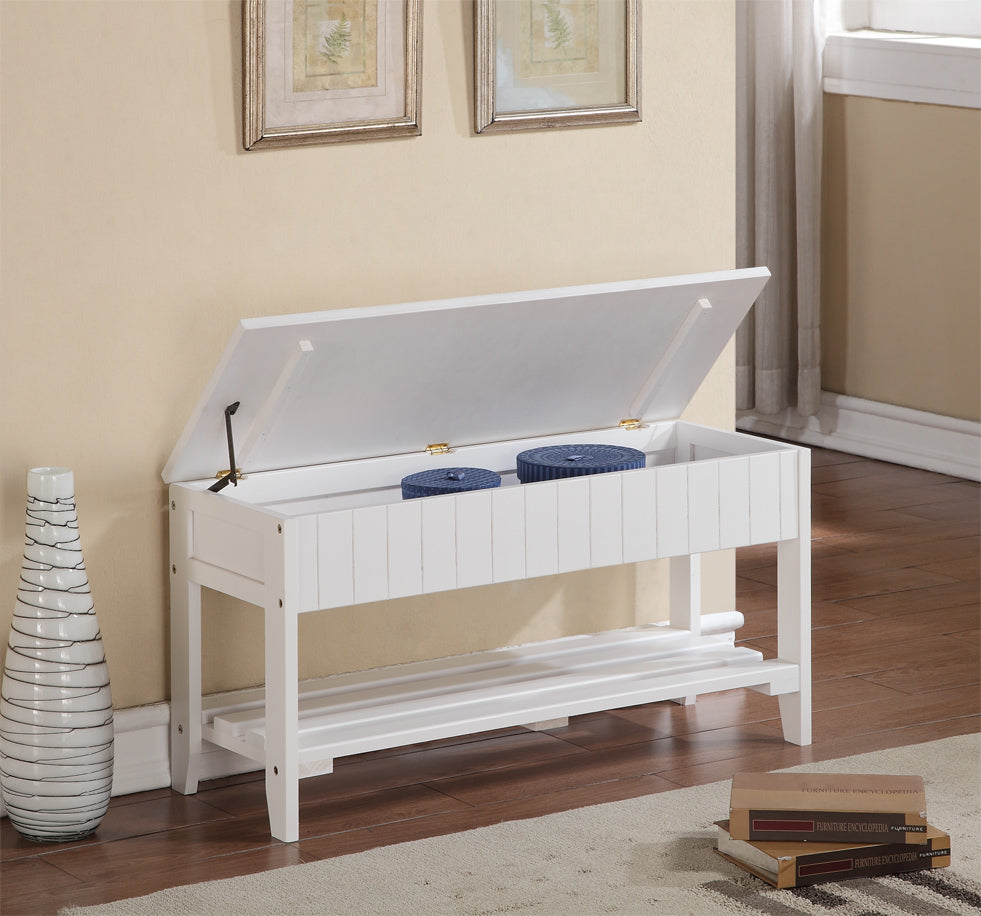 Chic White Wooden Shoe Bench with Storage