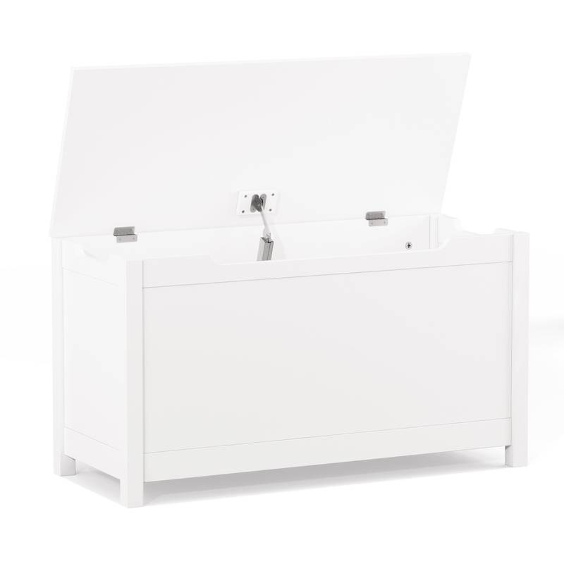 Whimsical White Wooden Toy Box with Safety Lid