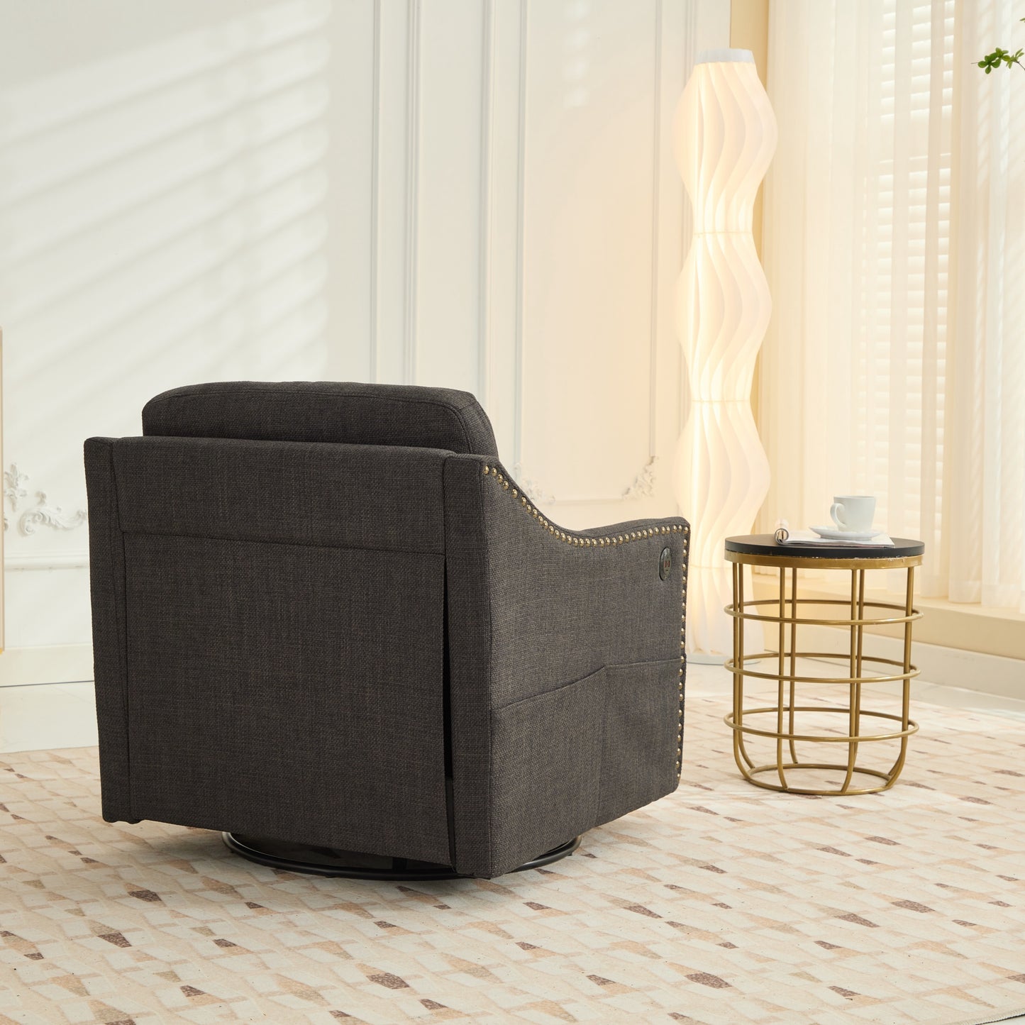 Chic Swivel Accent Chair with USB & Storage