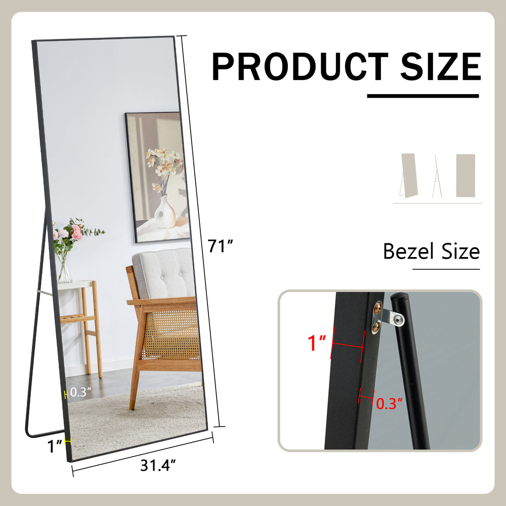 Chic Full-Length Black Wood Mirror