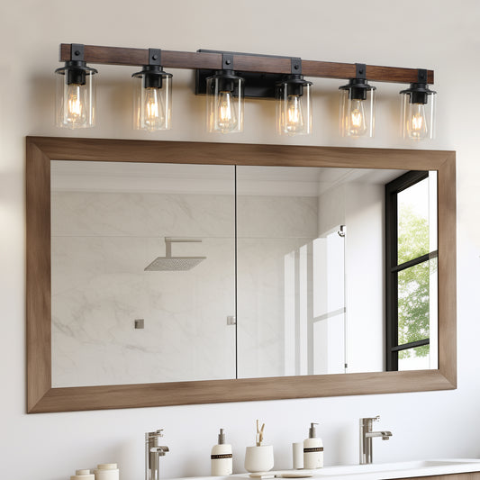 Rustic Farmhouse 6-Light Vanity Sconce