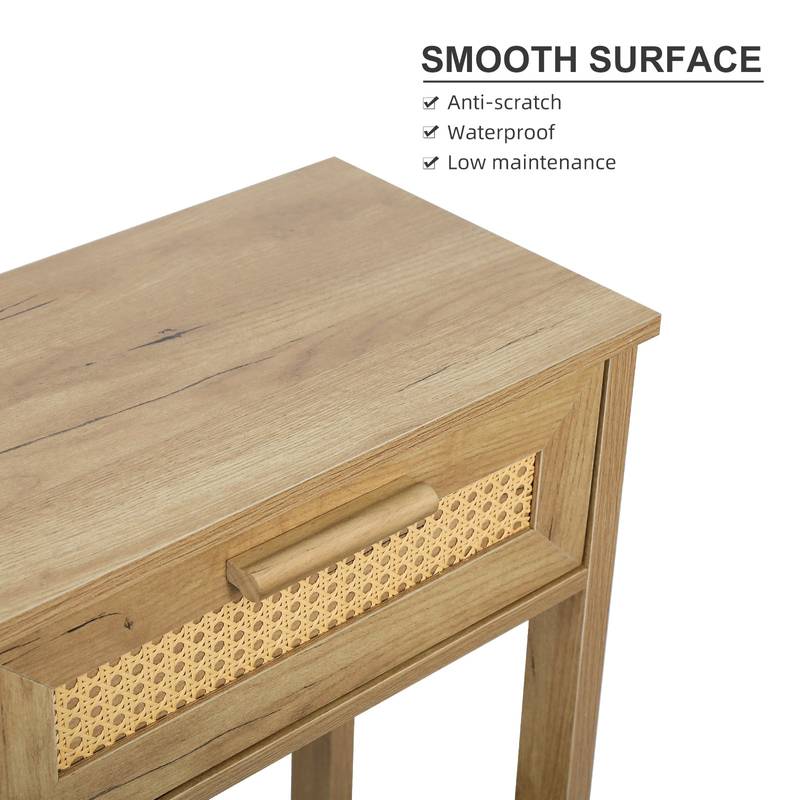 Chic Rattan Console Table with Storage