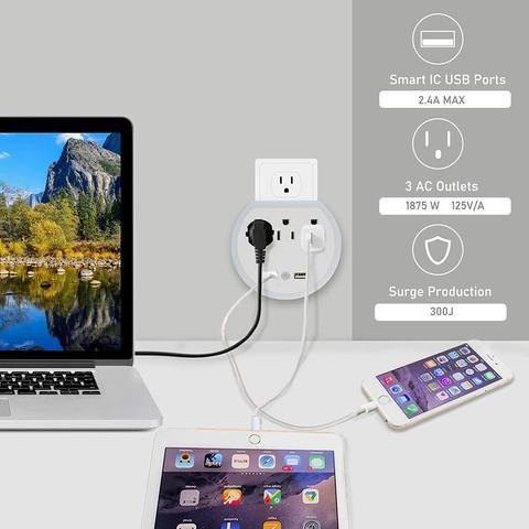 SurgeGuard Duo: 5-Outlet Power Hub with USB Ports and Braided Cords