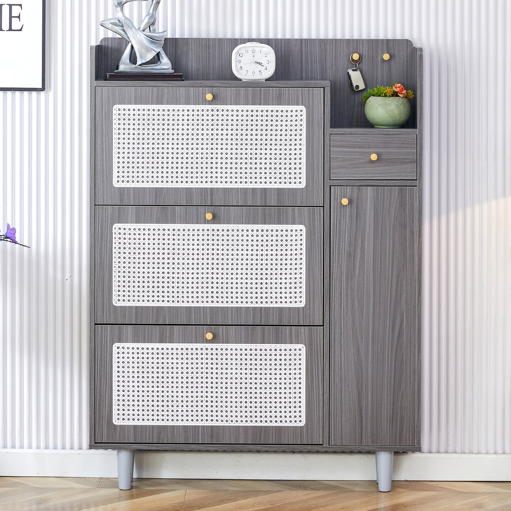 Chic Rattan Shoe & Storage Cabinet