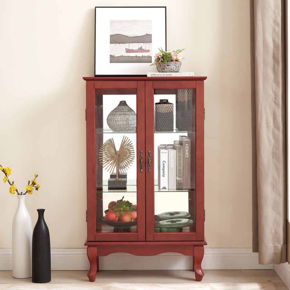 Charming Lighted Curio Cabinet with Glass Doors