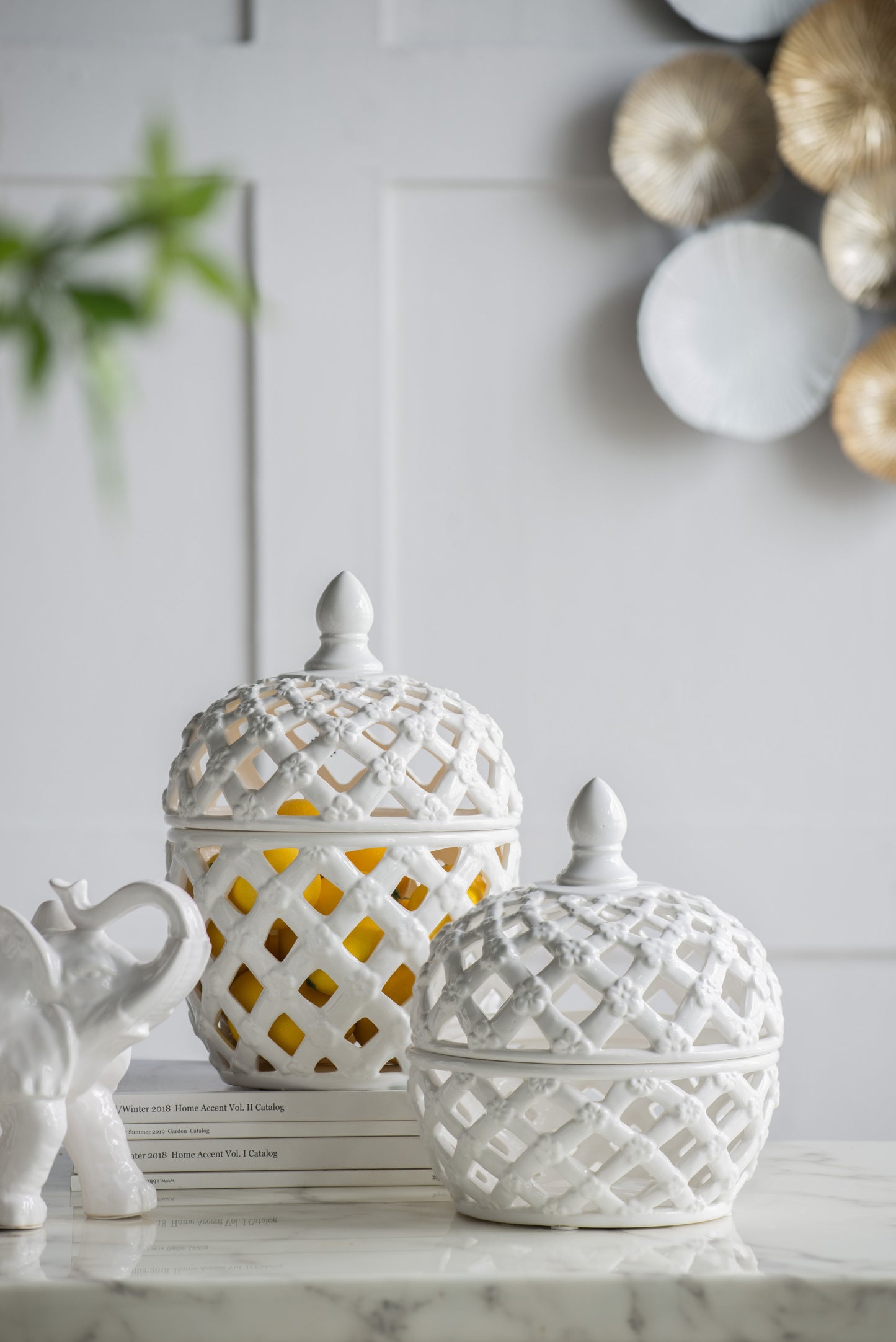 Chic Lattice Ceramic Storage Jar