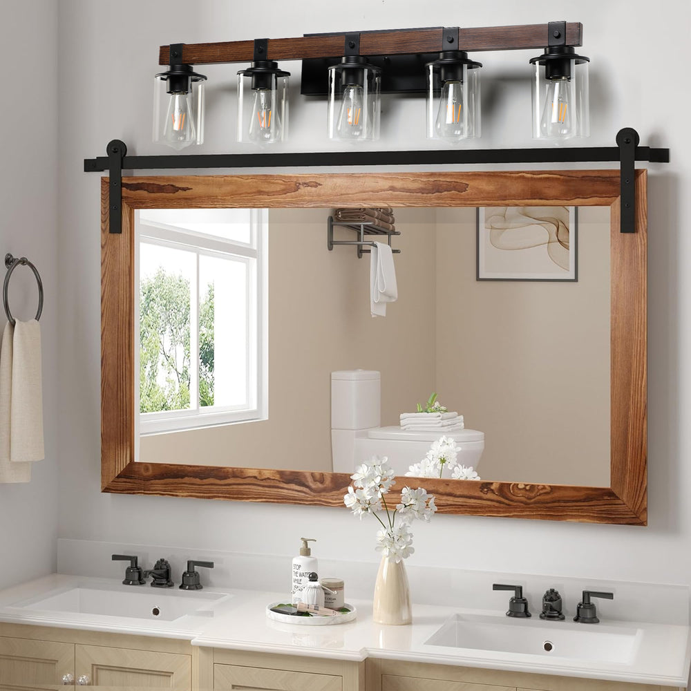 Rustic 5-Light Farmhouse Bathroom Vanity Fixture