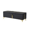 Chic Black Storage Ottoman with Metal Legs