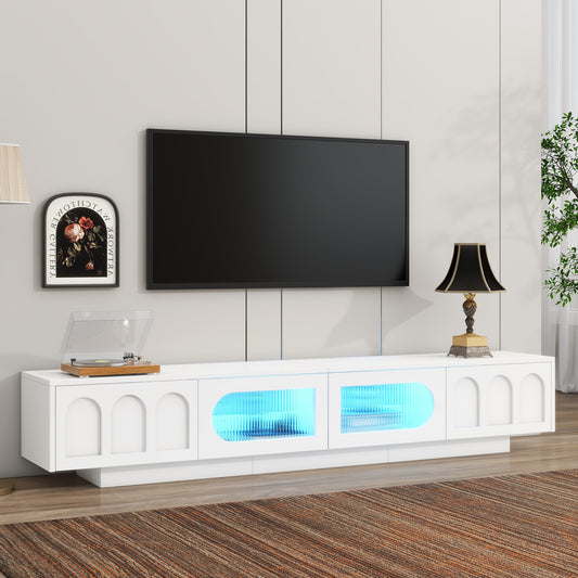 Chic Glass Door TV Stand with LED Lights