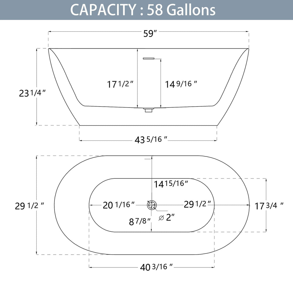 Modern Oval Soaking Tub with Overflow and Pop-Up Drain