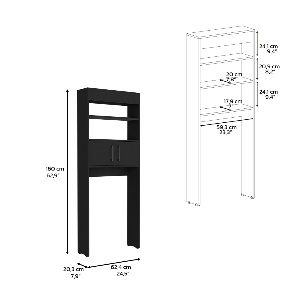 Stylish Over-the-Toilet Storage Cabinet with Double Doors