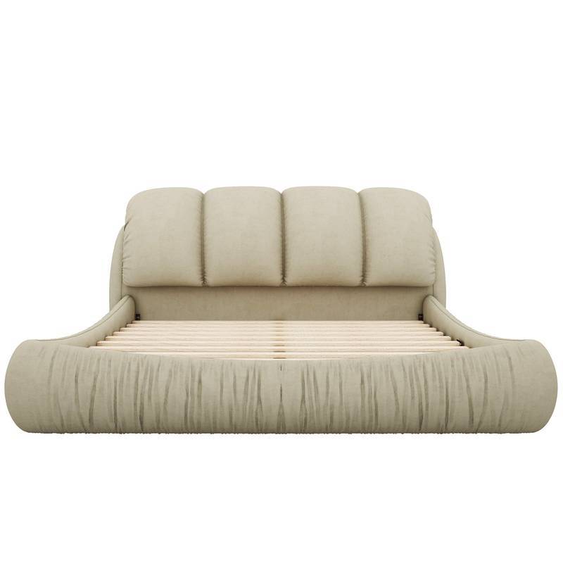 Cozy Velvet Queen Bed with Plush Headboard