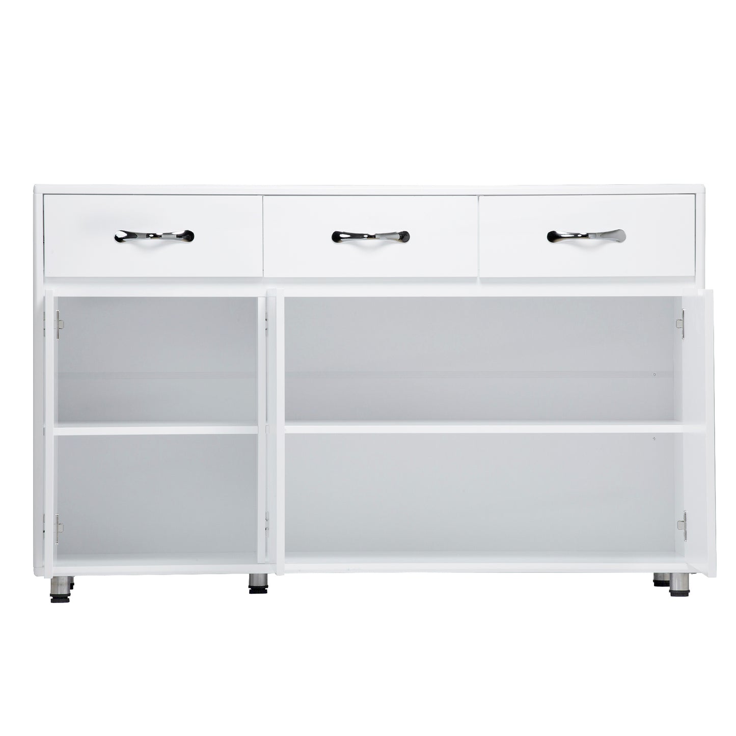 Chic White Three-Door Side Table